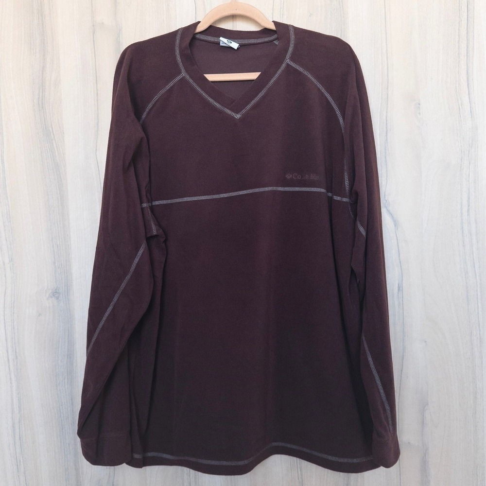 Columbia Mens Fleece Long Sleeve Top Size XXL Brown Outdoor Gorpcore Athleisure